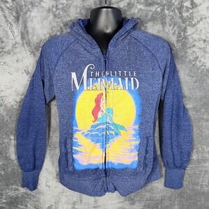 Disney Store The Little Mermaid Full Zip Hoodie Womens Size S Blue Ariel Graphic